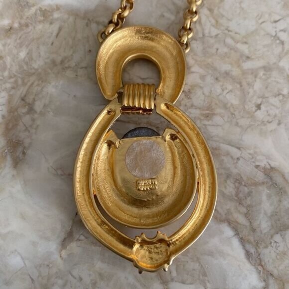 Brutalist Gold Tone Pendant Necklace Made in Canada - Picture 4 of 7